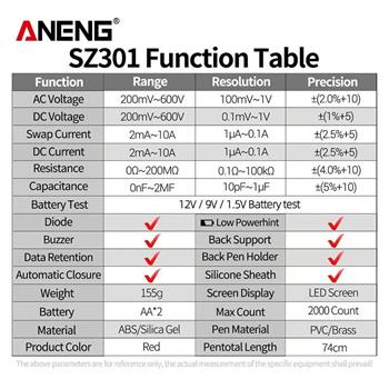 ANENG SZ301 مولتی متر دیجیتالی