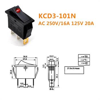 KCD3-102N 3PIN کلید راکر باریک نگین دار