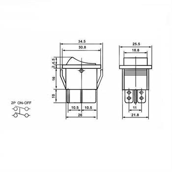 KCD4-201N 4Pin کلید راکر بزرگ  2حالته چراغدار