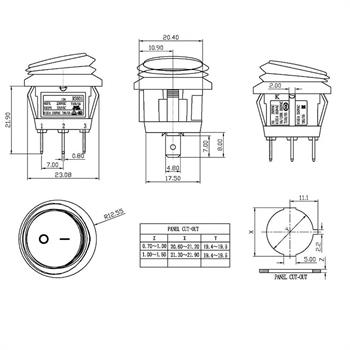 KCD1-105N Waterproof کلید راکر گرد دو حالته چراغدار