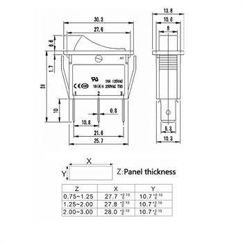 KCD3-102 3Pin کلید راکر باریک دو حالته