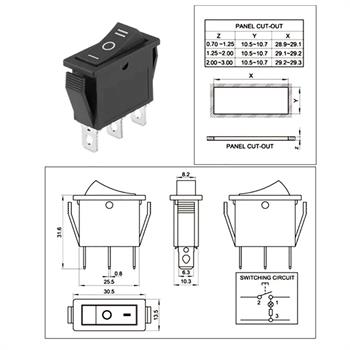 KCD3-103 3Pin کلید راکر باریک سه حالته