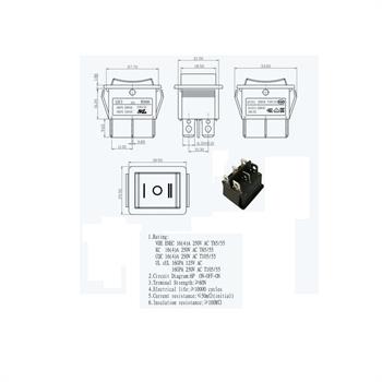 KCD2-3-223 6Pin کلید راکر بزرگ  3حالته ریستی