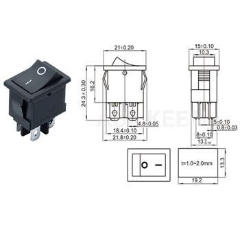 KCD1-101 4Pin کلید راکر دو حالته 