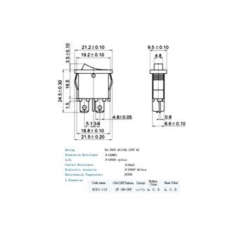 KCD1-110 2Pin کلید راکر دو حالته باریک