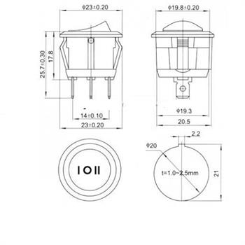 KCD2-103 3Pin کلید راکر گرد سه حالته