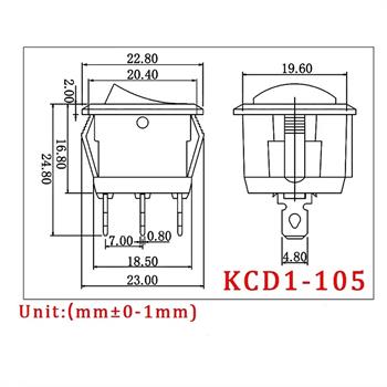 KCD1-105 3Pin کلید راکر گرد دو حالته