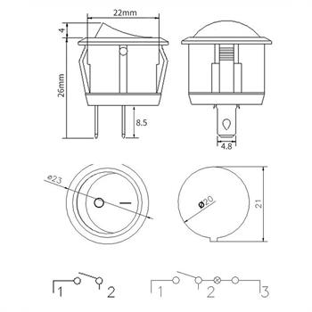 KCD1-105 2Pin کلید راکر گرد دو حالته