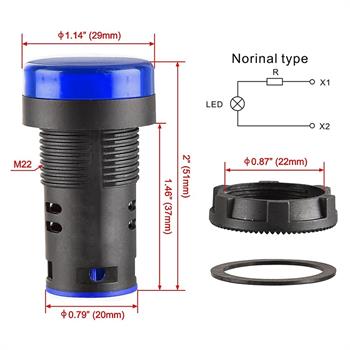 220V لامپ سیگنال تابلویی آبی