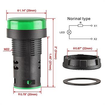 220V لامپ سیگنال تابلویی سبز