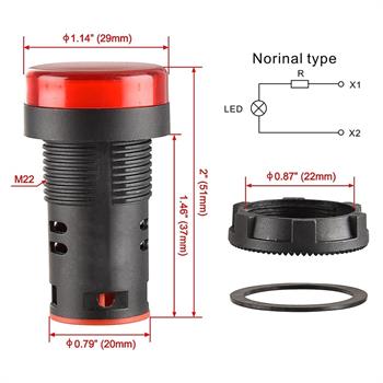 220V لامپ سیگنال تابلویی قرمز