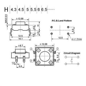 12X12X7mm 4Pin تک سوئیچ