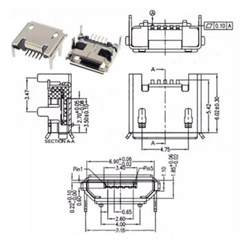 مادگی روبردی Micro USB پورت  