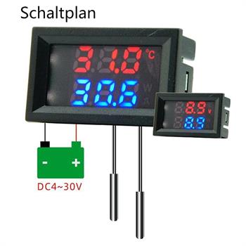ماژول نمایشگر ولتاژ و دما دارای 2 سنسور دما